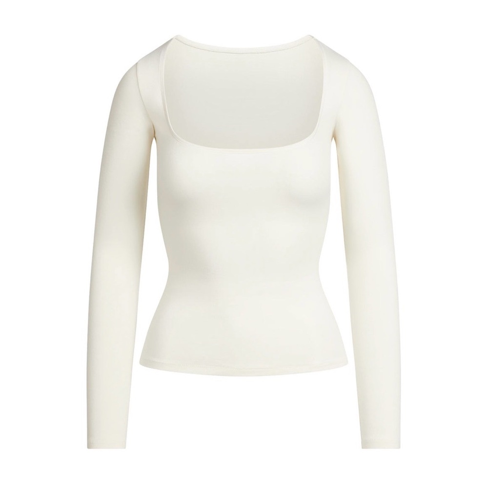 SKIMS NWT Cotton Jersey Scoop Neck Long Sleeve - Picture 3 of 6